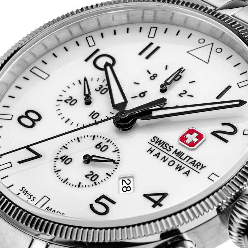 Swiss Military Hanowa Thunderbolt SMWGI0005701-SET Herrenuhr Weiß • Saphirglas • Chronograph Set 10 ATM