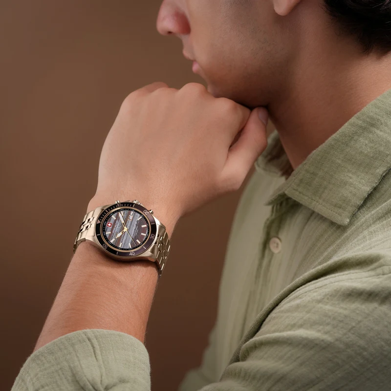Swiss Military Hanowa Flagship Tiger Iron SMWGH0008310 Herrenuhr Beige • Saphirglas • Limitiert auf 500 Stück