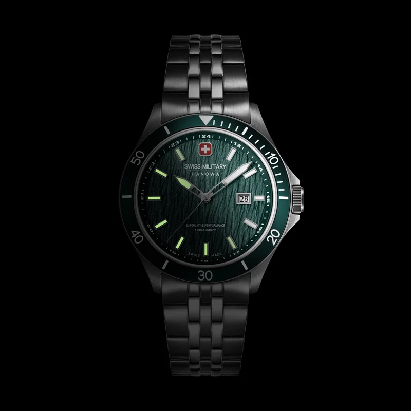 Swiss Military Hanowa Flagship Elements SMWGH0006704 Herrenuhr Grün • Saphirglas • 10 Bar Wasserdicht