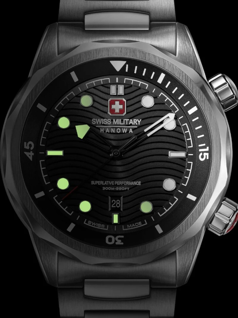 Swiss Military Hanowa Breakwater SMWGH0006404 Herrenuhr Schwarz • 30 ATM Wasserdicht • Quarzwerk
