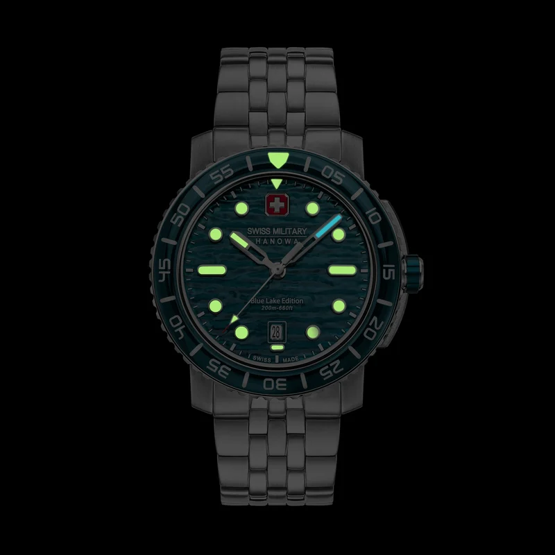 Swiss Military Hanowa Aqua SMWGH0004501 Herren Armbanduhr Blau/Grün • Saphirglas • 20 Bar Wasserdicht