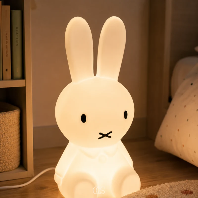 Konijnenlamp Staand Kinderkamer Dimbaar LED Nachtlampje Wit 30cm Veilig Kinderlamp Slaapkamer Babykamer | Sansoti