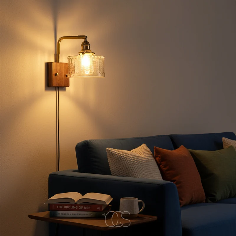 Klassieke Wandlamp met Glazen Kap Goud Metaal Woonkamer Slaapkamer Hal Sfeerverlichting Vintage Stijl | Sansoti