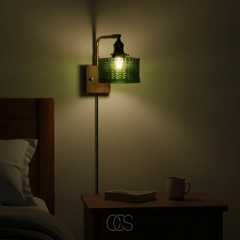 Klassieke Wandlamp met Glazen Kap Goud Metaal Woonkamer Slaapkamer Hal Sfeerverlichting Vintage Stijl | Sansoti