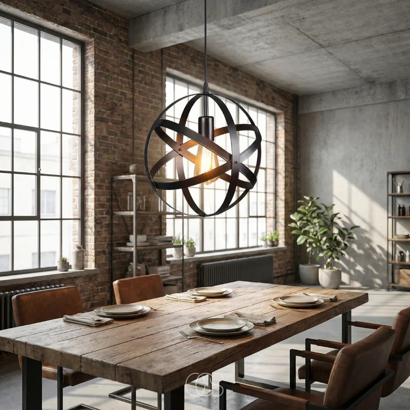 Hanglamp Metalen Bol Zwart 30cm Industrieel Vintage E27 Verstelbaar Kabel Eetkamer Keuken Verlichting | Sansoti