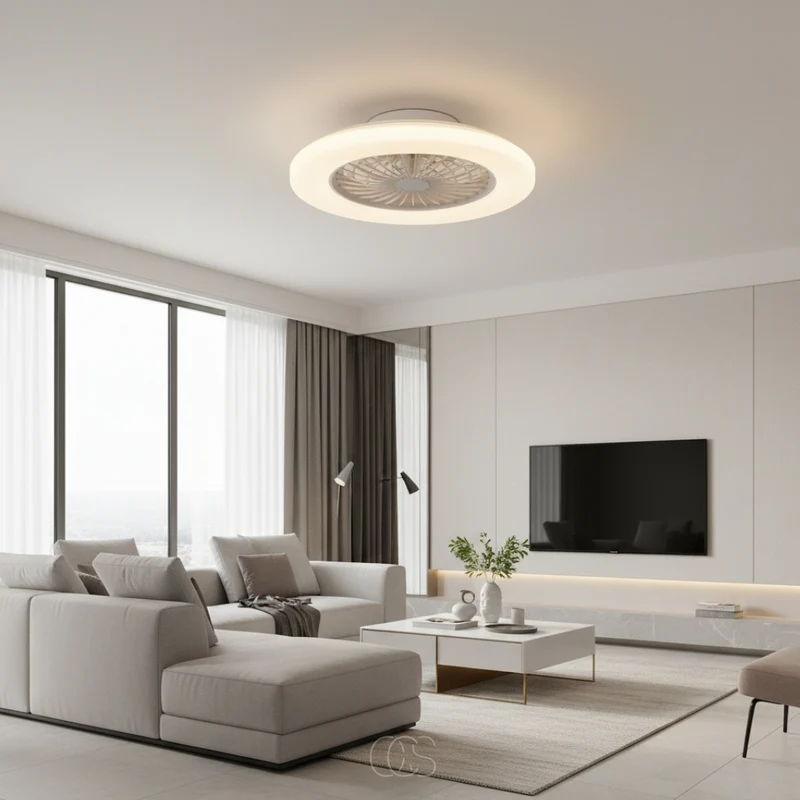 Plafondventilator met Geïntegreerde LED Verlichting 46cm Wit Dimbaar met Afstandsbediening Moderne Plafondlamp | Sansoti