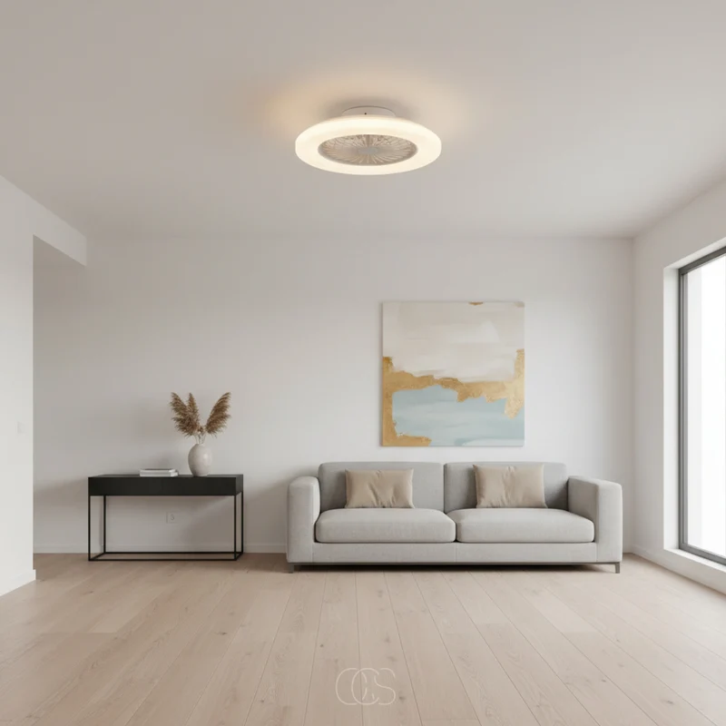 Plafondventilator met Geïntegreerde LED Verlichting 46cm Wit Dimbaar met Afstandsbediening Moderne Plafondlamp | Sansoti