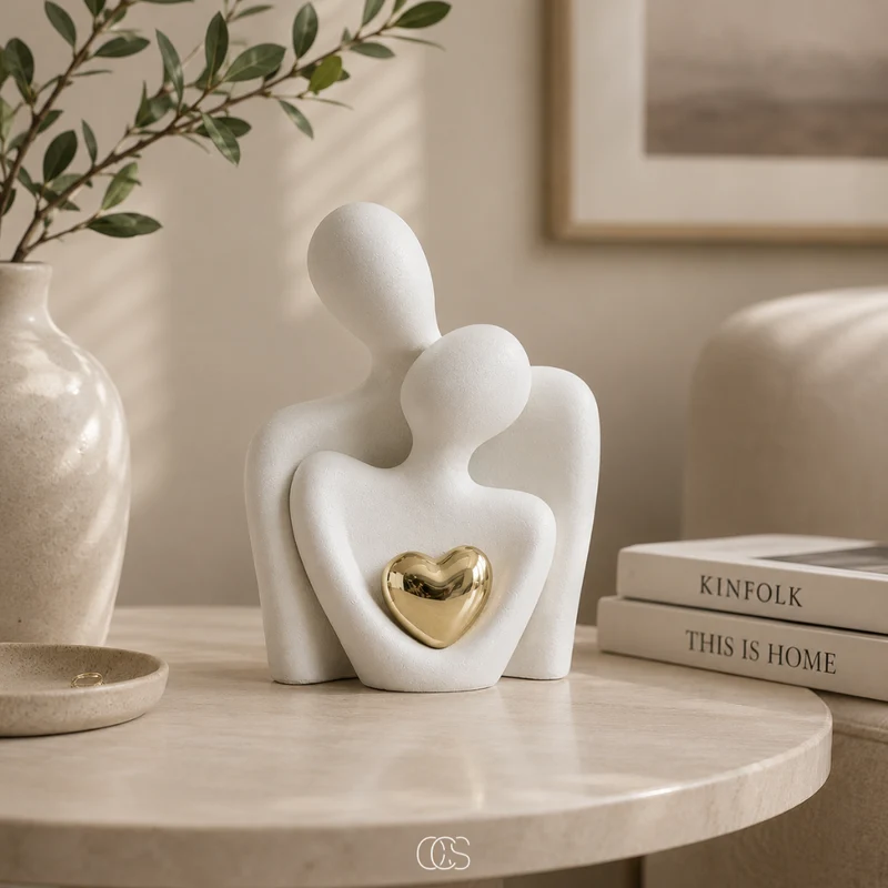 Keramisch Beeldje Stel Minimalistisch Zwart Wit Decoratie Woonkamer Slaapkamer Liefde Verbondenheid Modern | Sansoti