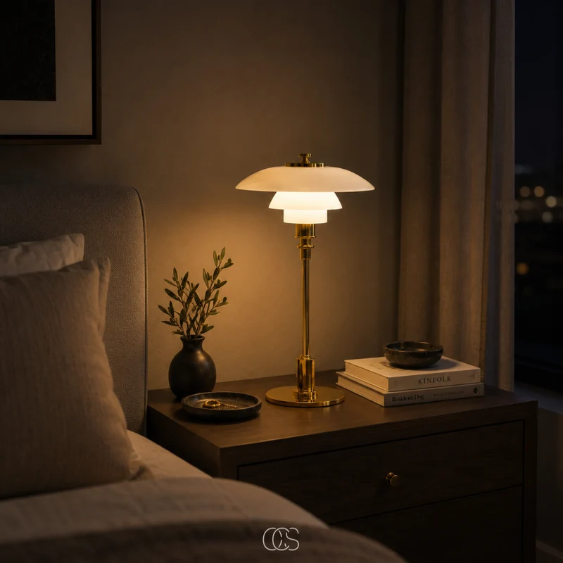 Glazen Tafellamp met Gelaagde Kap 36cm Scandinavisch Design Woonkamer Slaapkamer Nachtkastje E14 E27 | Sansoti