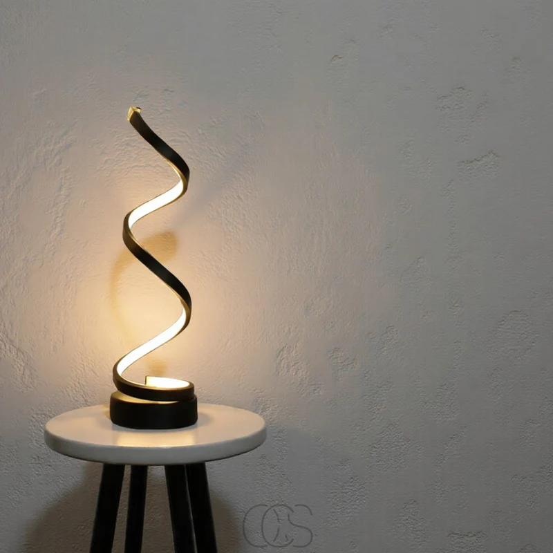 Spiraalvormige LED Tafellamp 19W Zwart Wit 3 Lichtkleuren Dimbaar Aluminium Design Verlichting Woonkamer | Sansoti
