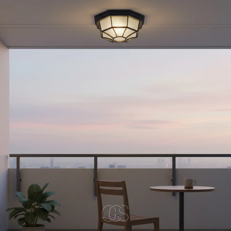 Buitenplafondlamp Donkergrijs Aluminium Glas E27 IP44 Spatwaterdicht Terras Veranda Entree Dimbaar Tuin | Sansoti