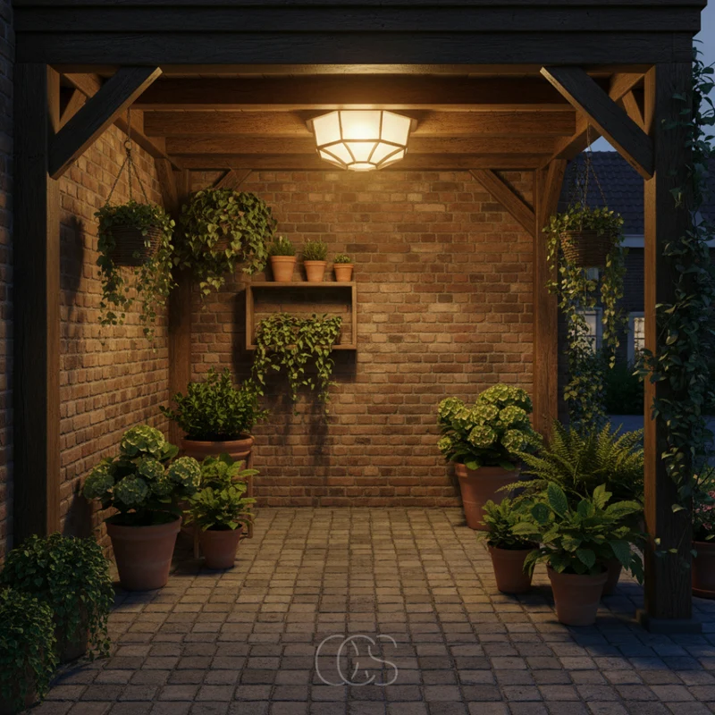 Buitenplafondlamp Donkergrijs Aluminium Glas E27 IP44 Spatwaterdicht Terras Veranda Entree Dimbaar Tuin | Sansoti