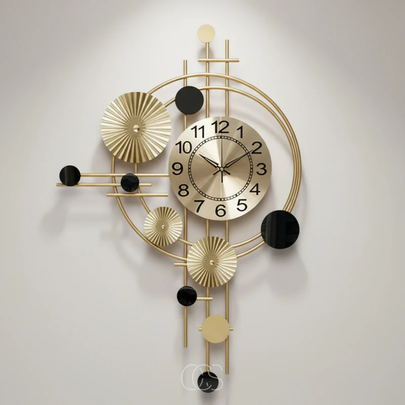 Metalen Wandklok 78cm Stil Uurwerk Goud Modern Industrieel Design Woonkamer Hal Eetkamer Kantoor Decoratie | Sansoti