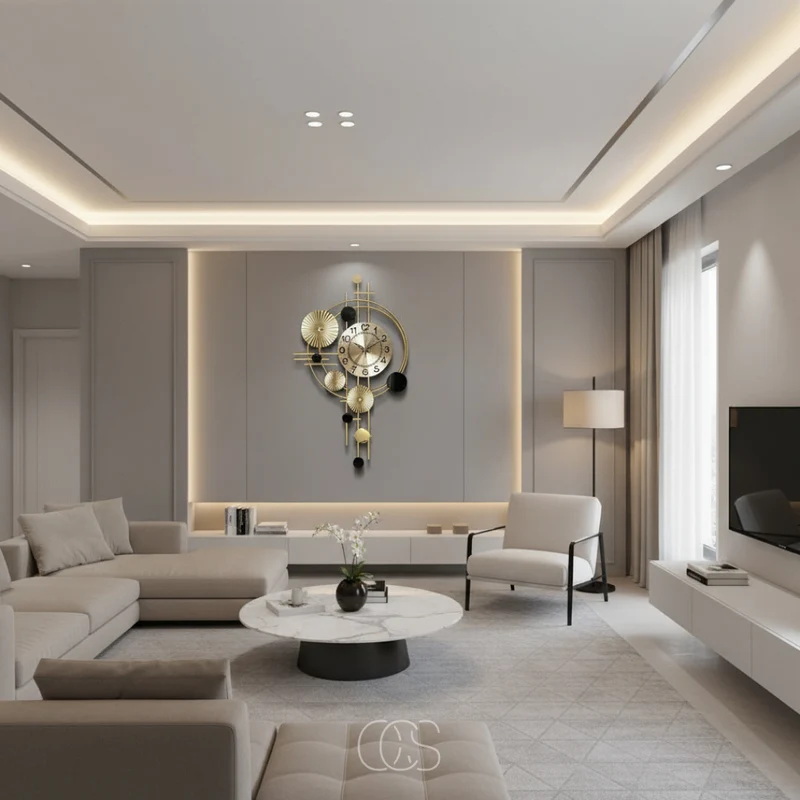 Metalen Wandklok 78cm Stil Uurwerk Goud Modern Industrieel Design Woonkamer Hal Eetkamer Kantoor Decoratie | Sansoti