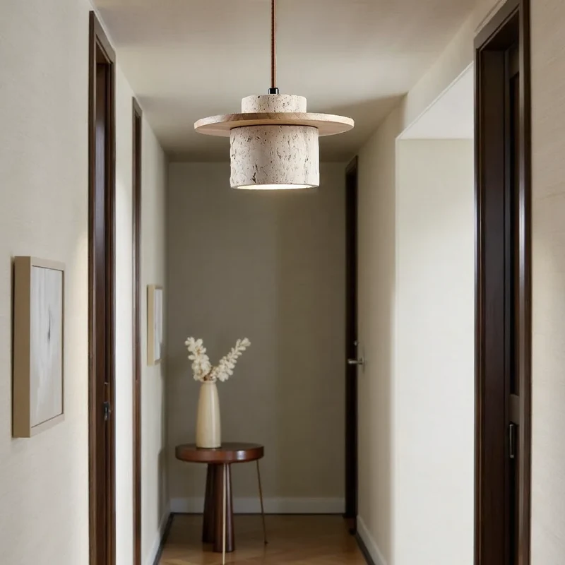 Hanglamp Travertijn Steen 25cm LED E27 Verstelbaar Snoer 170cm Natuurlijke Sfeerverlichting Woonkamer | Sansoti