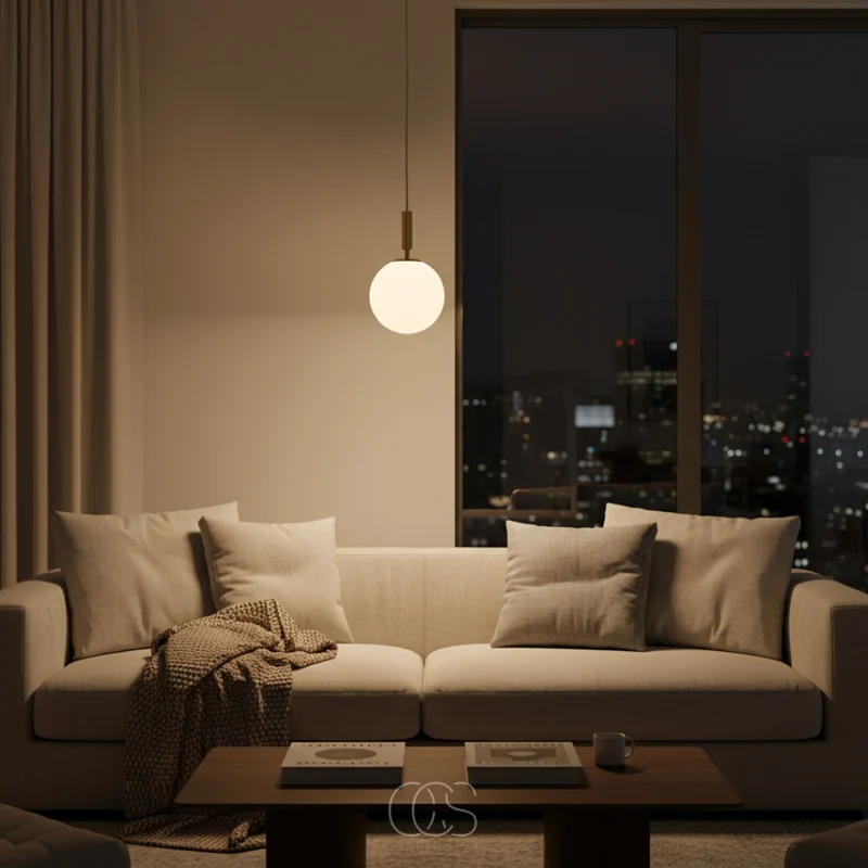 Scandinavische hanglamp met glazen bol Ø20cm goudkleurige fitting noordse stijl moderne plafondverlichting | Sansoti