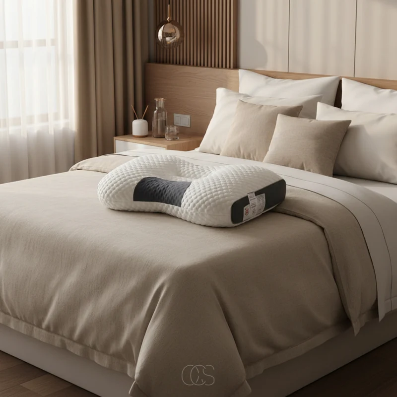 Neksteun Slaapkussen 40x65 cm Wit Grijs Ergonomisch Hoofdkussen voor Rug en Zij Slapers Comfortabel Stevig | Sansoti