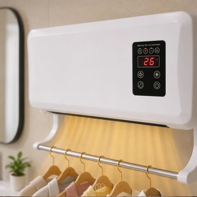Wandventilator met Verwarming en Droogrek 1500W Wit Timer Afstandsbediening voor Badkamer en Slaapkamer | Sansoti