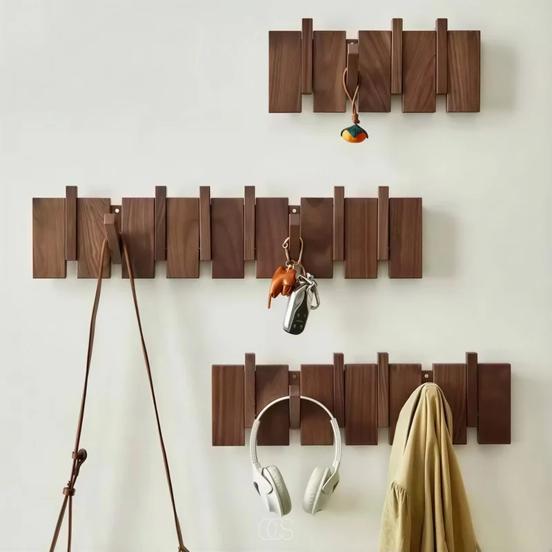 Wandkapstok Eikenhout Inklapbare Haken Piano Design Hal Slaapkamer Ruimtebesparend Wandmontage Coat Rack | Sansoti