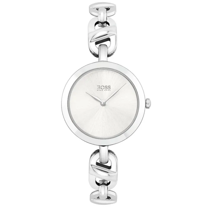 BOSS Chain 1502590 Damen Armbanduhr Silber • Mineralglas • Edelstahl-Schmuckarmband