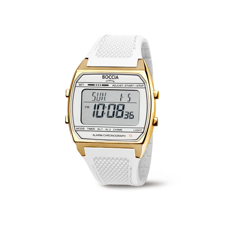 Boccia 3738-10 Unisex Armbanduhr • Titan Goldfarben • Chronograph & Alarm