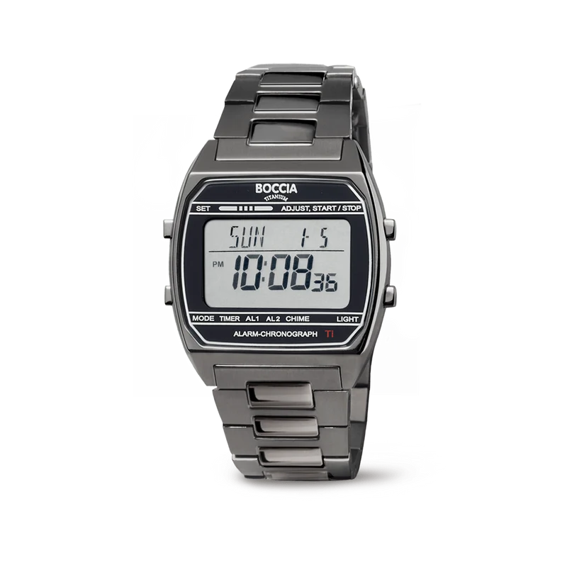 Boccia Titanium 3738-05 Herren Armbanduhr • Digital Chronograph • Reintitan