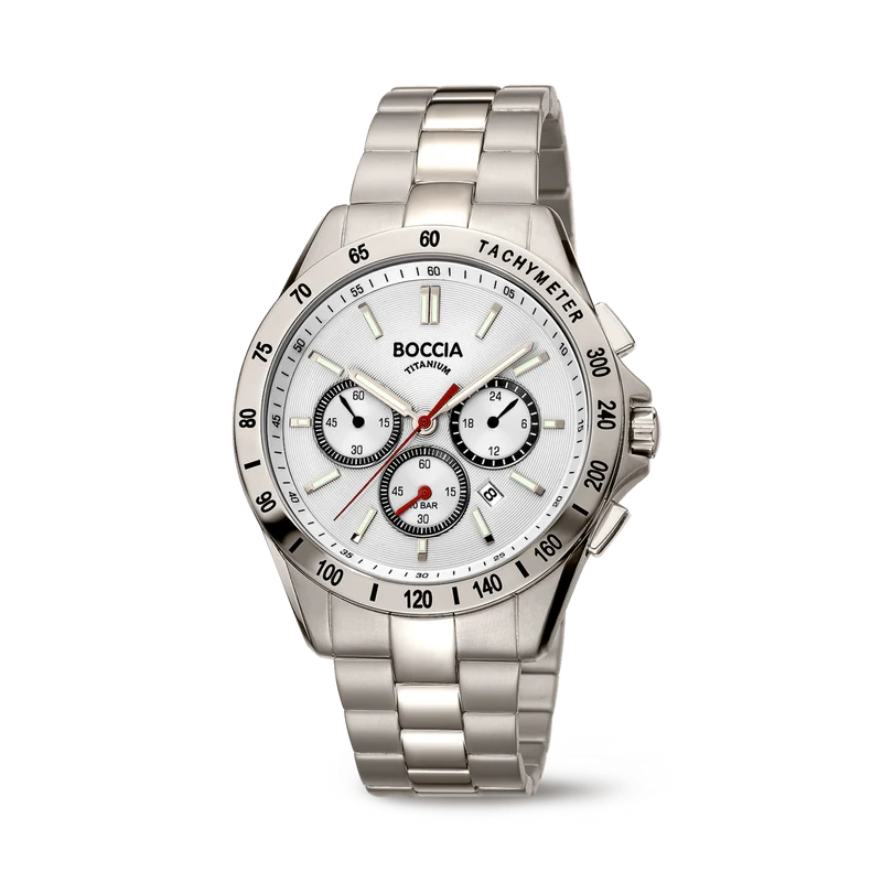Boccia 3733-02 Herren Armbanduhr • Reintitan Chronograph • Tachymeter-Lünette