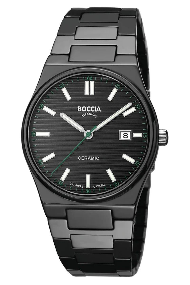 Boccia Ceramic 3675-01 Herren Armbanduhr Schwarz • Saphirglas • Keramik/Titan