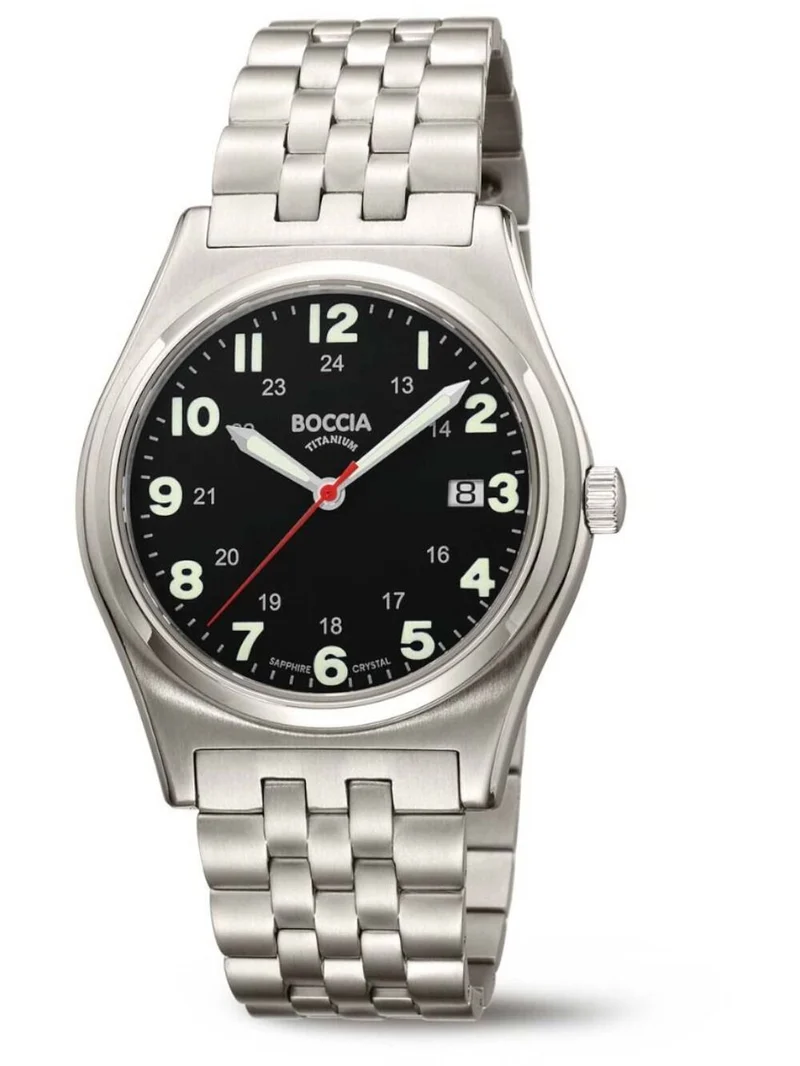 Boccia Titanium 3674-02 Herren Armbanduhr Grau • Saphirglas • Leuchtmasse