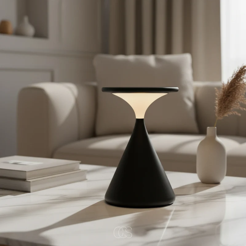 Draadloze LED Tafellamp Zandlopervorm Dimbaar Touchbediening Oplaadbaar USB-C Aluminium Sfeerlicht Decoratief | Sansoti