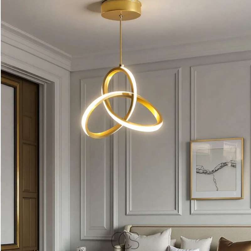 Geometrische LED Hanglamp Goud 25cm Driekleurig Dimbaar Aluminium Acryl voor Eetkamer Woonkamer Keuken | Sansoti