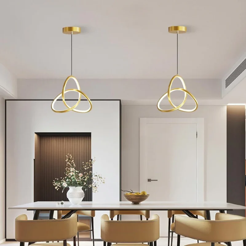 Geometrische LED Hanglamp Goud 25cm Driekleurig Dimbaar Aluminium Acryl voor Eetkamer Woonkamer Keuken | Sansoti