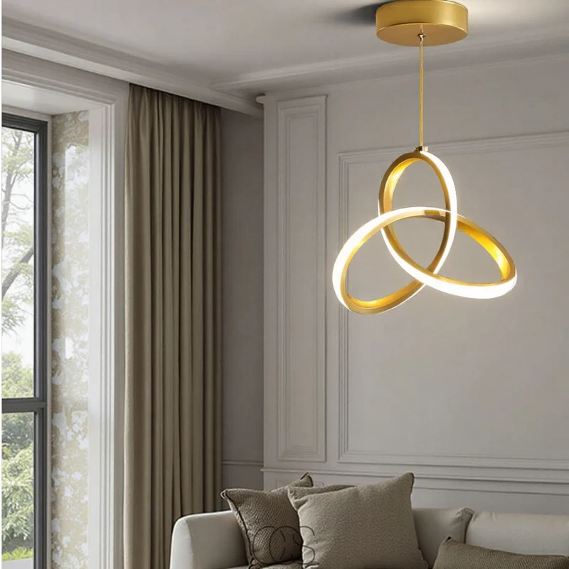 Geometrische LED Hanglamp Goud 25cm Driekleurig Dimbaar Aluminium Acryl voor Eetkamer Woonkamer Keuken | Sansoti