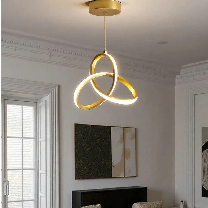 Geometrische LED Hanglamp Goud 25cm Driekleurig Dimbaar Aluminium Acryl voor Eetkamer Woonkamer Keuken | Sansoti