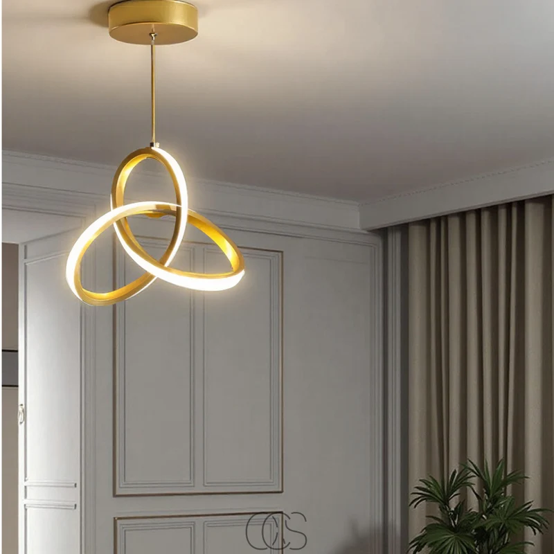 Geometrische LED Hanglamp Goud 25cm Driekleurig Dimbaar Aluminium Acryl voor Eetkamer Woonkamer Keuken | Sansoti