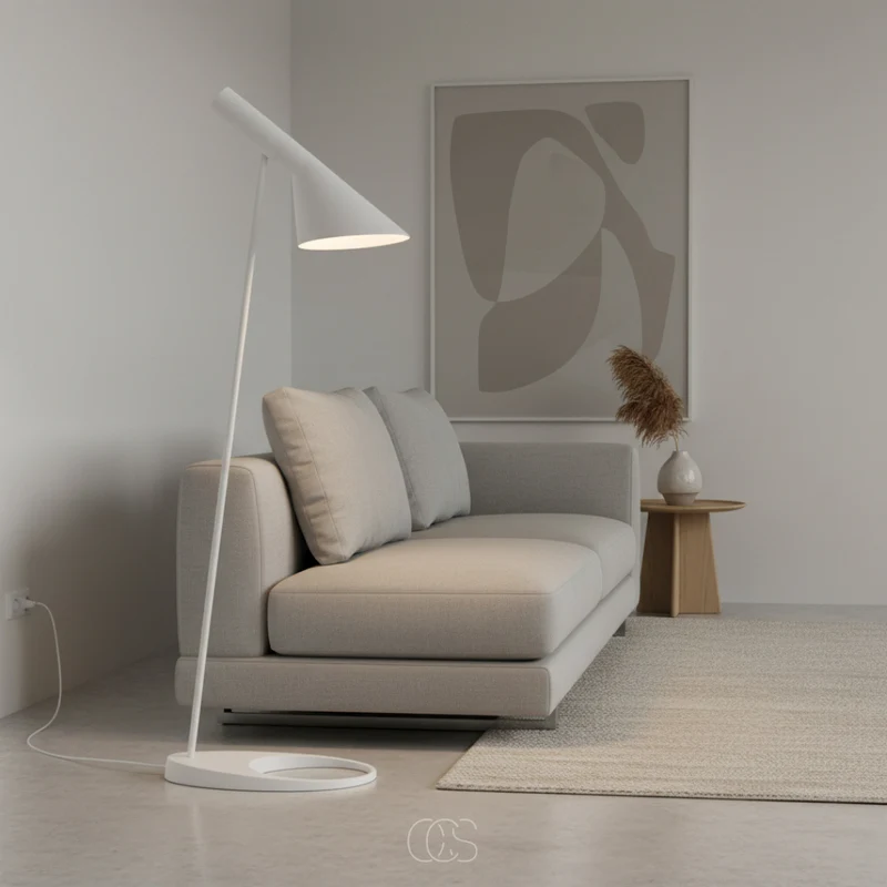 Staande Leeslamp met Kantelbare Kap 130cm Wit Zwart Scandinavisch Design voor Woonkamer Slaapkamer Leeshoek | Sansoti