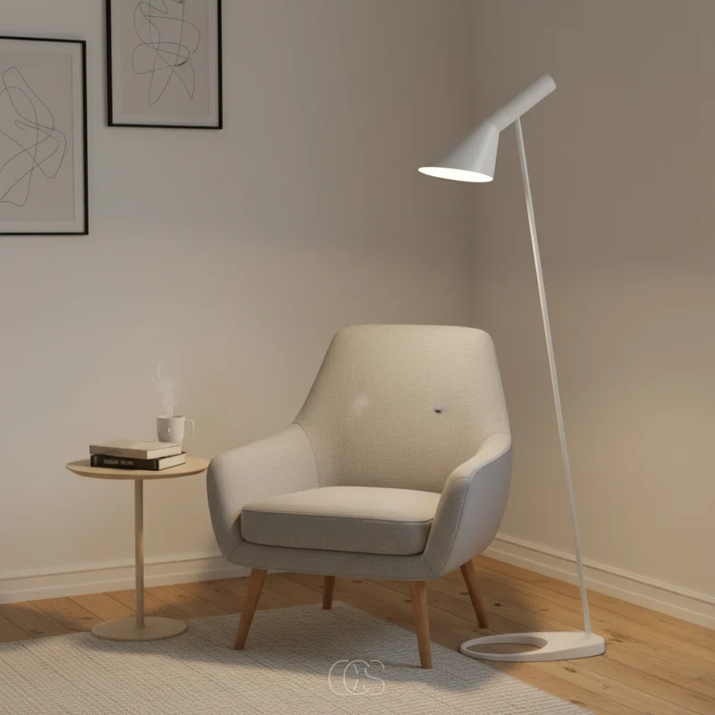 Staande Leeslamp met Kantelbare Kap 130cm Wit Zwart Scandinavisch Design voor Woonkamer Slaapkamer Leeshoek | Sansoti