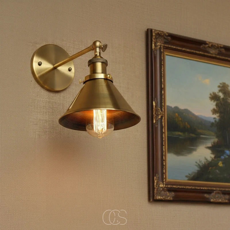 Wandlamp Verstelbaar Messing Vintage Metaal E27 Leeslamp Slaapkamer Woonkamer Hal Warm Licht Industrieel | Sansoti