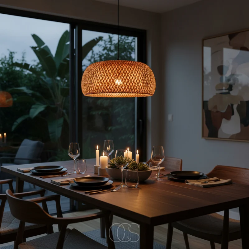 Hanglamp Bamboe Ovaal Gevlochten Natuurlijk Lichtbruin Zwart E27 Eetkamer Woonkamer Scandinavisch Boho | Sansoti
