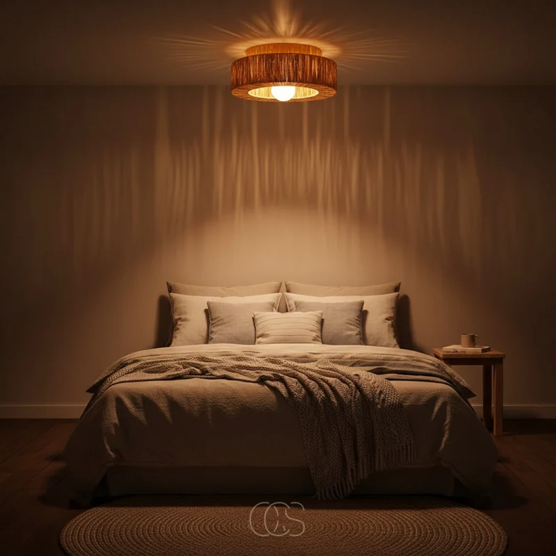 Plafondlamp Rotan Natuurlijk 45cm Hangende Lamp Scandinavisch Warm Licht Woonkamer Slaapkamer Hal Eetkamer | Sansoti