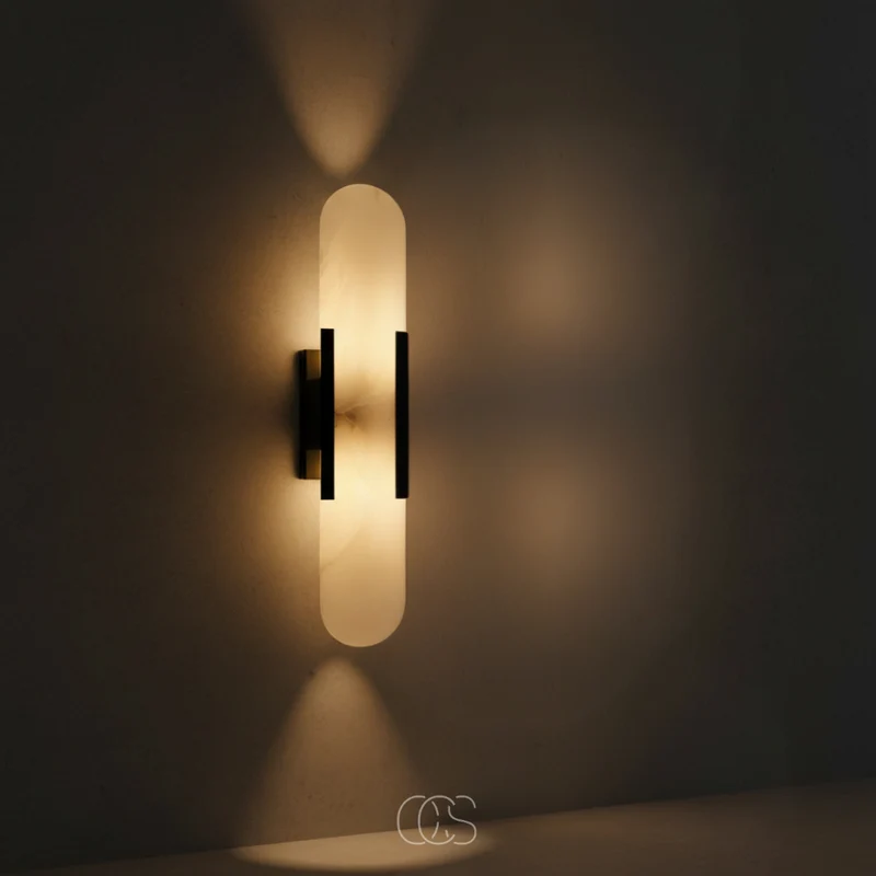 Wandlamp Marmer met Messingafwerking Zwart G9 Fitting Scandinavisch Design Luxe Interieurverlichting Woonkamer | Sansoti