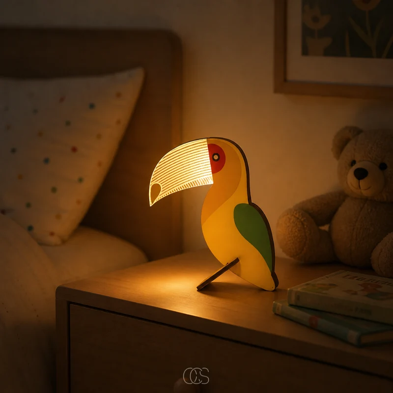 LED Tafellamp Dierenvorm Hout Acryl Warm Wit Kinderkamer Nachtkastje Scandinavische Sfeerverlichting | Sansoti