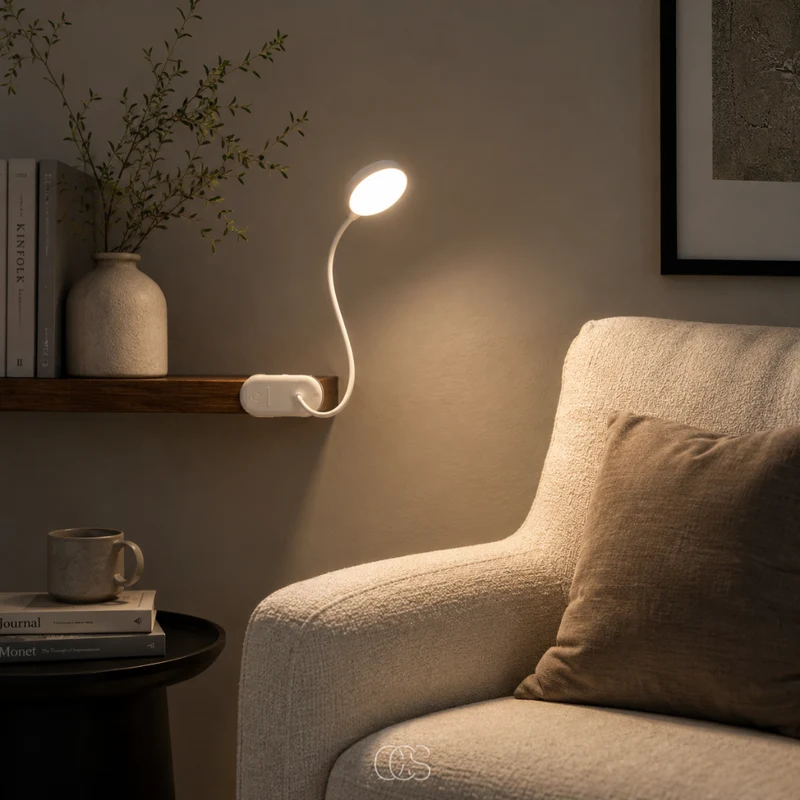 Oplaadbare LED Klemlamp met Flexibele Arm - Draadloos Leeslicht voor Bed Bureau Nachtkastje Slaapkamer | Sansoti