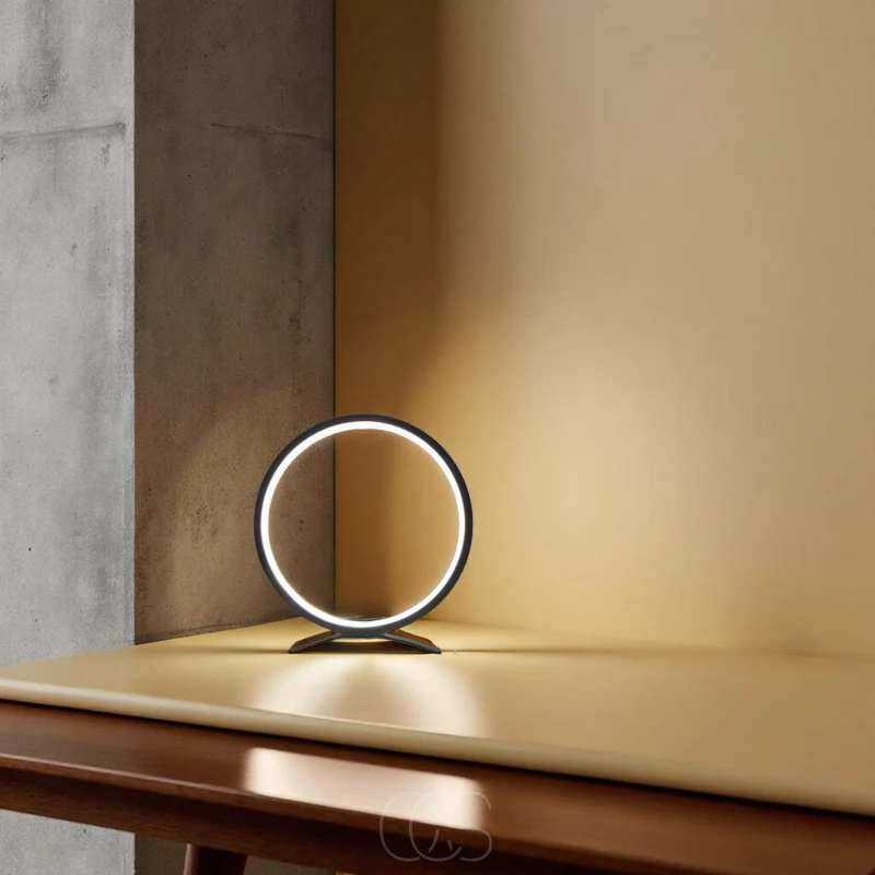 LED Ringlamp Tafel Zwart Aluminium 29cm Warm Wit Licht Moderne Verlichting Sfeerlamp Woonkamer Slaapkamer | Sansoti