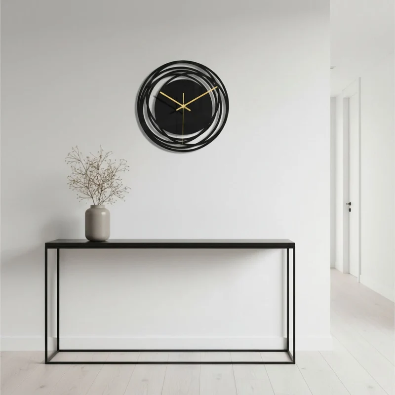 Stille Wandklok 30cm Zwart Quartz Uurwerk Modern Minimalistisch Interieur Woonkamer Slaapkamer Kantoor | Sansoti
