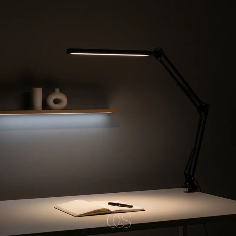 Bureaulamp LED met Klem Dimbaar Zwart 360° Flexibele Arm Oogvriendelijk Werkverlichting Tafellamp Studeerlamp | Sansoti