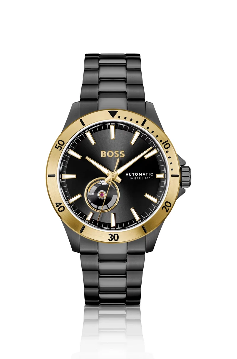 BOSS Troper 1514203 Herren Armbanduhr • Japanisches Automatikwerk • Vergoldete Akzente