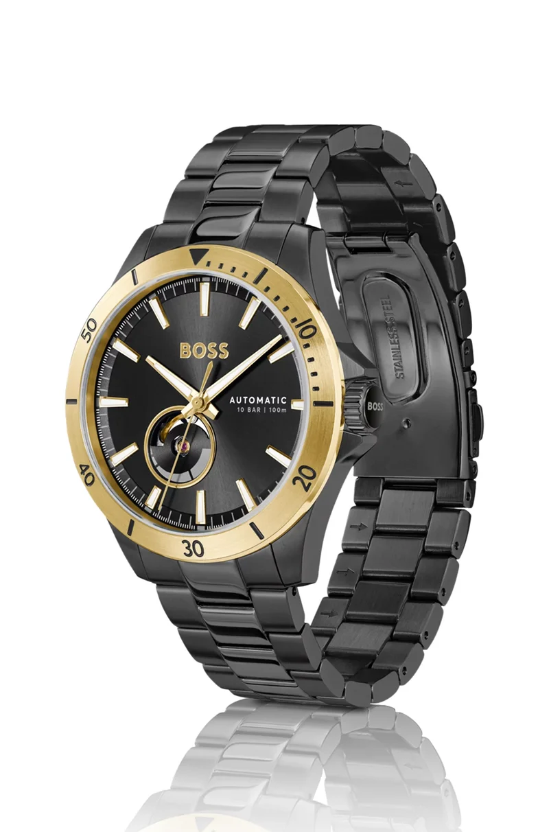 BOSS Troper 1514203 Herren Armbanduhr • Japanisches Automatikwerk • Vergoldete Akzente