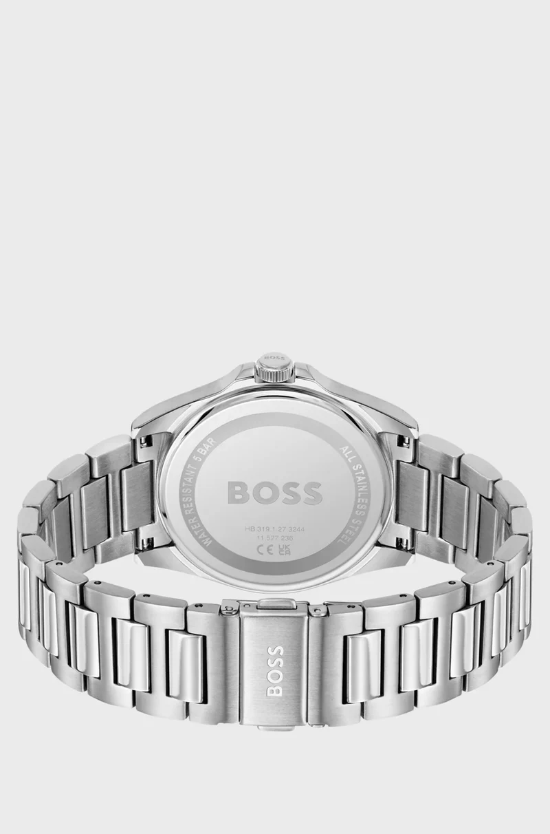 BOSS Strike 1514170 Herren Armbanduhr Silber • Edelstahl-Gliederarmband • Strukturiertes Zifferblatt