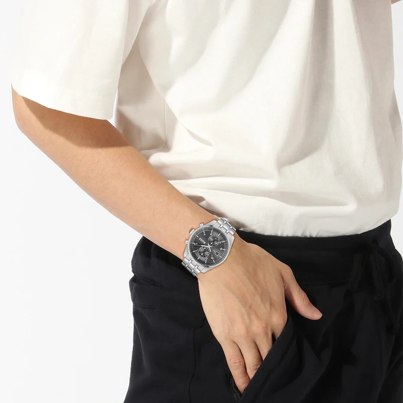 BOSS Skytraveller 1514151 Herren Armbanduhr Grau • Chronograph • Mineralglas
